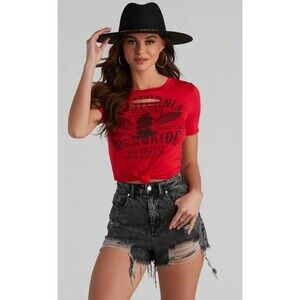 Windsor Women's Size M Medium Born to Ride Graphic Tee Slash Red T-Shirt NWT